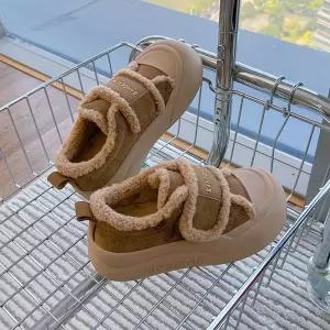 여친 하이탑 리얼 가죽 베이커리 겨울 기모 보드화 캐주얼 통굽 화이트 슈즈 면화 패피4