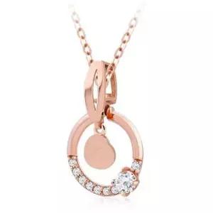 14K 로즈골드 금 큐빅 라운드 목걸이 펜던트 W4BC855