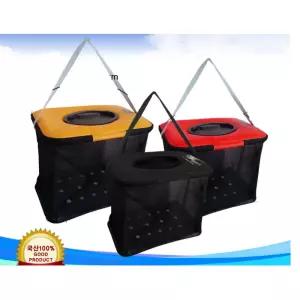 바다 낚시 사각 부력 살림망 물고기 보관망 36리터 블랙 조과통 뜰채
