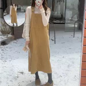 원피스 코듀로이 멜빵 멜빵 치마 스커트 원피스