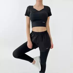 블레오 스포츠 크롭 반팔 투인원 레깅스 세트 DM2512161815