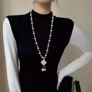 목걸이 진주 레이어드 긴 패션 롱 길이조절 WFLPLDO