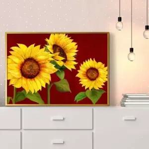 6SUN4 돈들어오는 A3 액자 풍수그림 해바라기그림 WFLPLLY