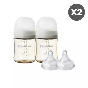 더블하트 아기 젖병 160ml 젖꼭지 S 4개 세트 베이지 BNA