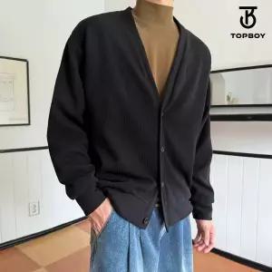 [하프클럽/탑보이]베이직 솔리드 남성 V넥 니트 가디건 (CA297)