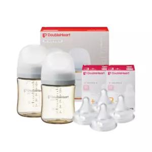 더블하트 젖병 트윈팩 160ml 젖꼭지 M X 4개 그레이 BNA