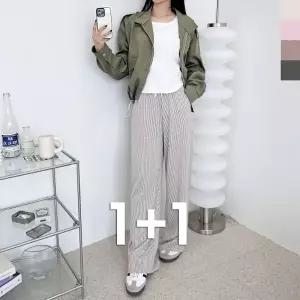 블레오 여자 보들보들 스판 스트라이프 팬츠 (1+1) DM2512161724