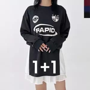 블레오 여자 오버핏 스포츠 유니폼 져지 티셔츠 (1+1) DM2161717