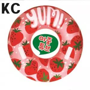 100cm 대형 보행기 스트로베리 이중 라온토이 유아 물놀이 하트 튜브