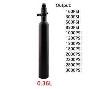 HPA 에어탱크 압력 조절기 스테이션 다이빙용 블랙 알루미늄 가스 실린더 출력 160PSI-3000PSI 0.36L 200BA