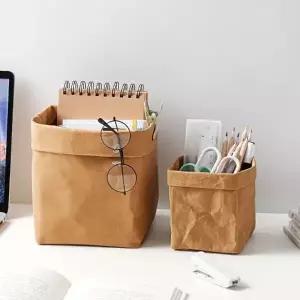 세탁 가능한 감성 크라프트지 수납함 보관함 정리함 케이스 통 바구니 다용도 종이봉투 종이백
