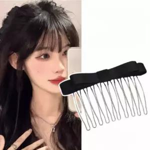리본 빗살핀 머리핀 블랙 포인트 헤어삔 여성용 헤어스타일 연출용
