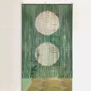 원형 패턴 비즈발 인테리어 커튼 완제품 대나무