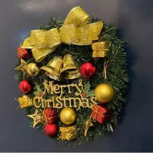 크리스마스 QDY082S4 골드리본 오너먼트 리스