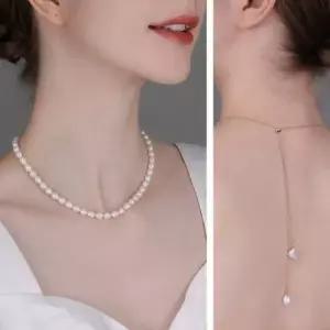 숏 패션 뒤태 연장 롱 담수진주 목걸이 앞뒤 복고풍 예쁜