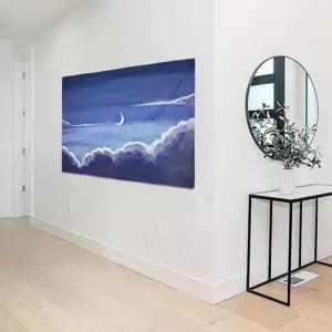 초승달유화 WLS203S3 벽장식포스터 밤하늘 유화포스터 소형