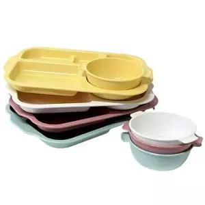 심플 039IMY88 어린이 식판 국그릇 세트 유치원 배식판 바닐라