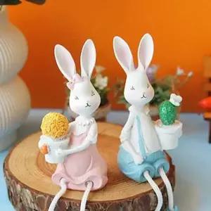 앉은 CRL198F5 선인장 토끼 2P세트 미니어처 데코소품 인형