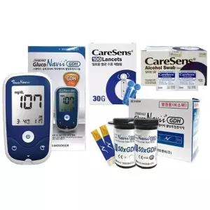 글루코나비 혈당계+시험지100매+채혈침100개+알콜솜100개 검사지 측정기 D