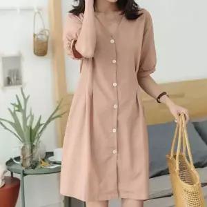 [하프클럽/알티피아]잔체크패턴 퍼프소매 원피스 브이넥 H라인 스커트