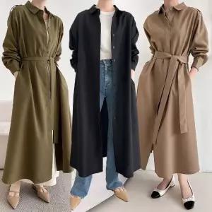 여성 봄 가을 트렌치 벨트 셔츠 원피스 자켓 코트 OP0582S 빅사이즈 루즈핏
