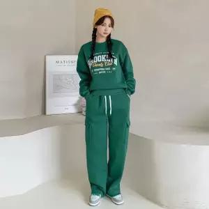 여성 겨울 기모 브루클린 맨투맨 카고 팬츠 트레이닝 세트 PST0475S 빅사이즈 루즈핏