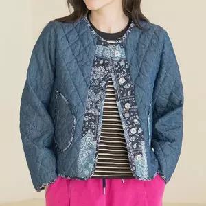 엄마옷 마담4060 내추럴포엠 데님누빔노카라자켓-QJK2601004-