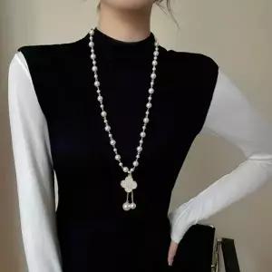 실속형 길이조절 레이어드 목걸이 패션 진주 긴 롱