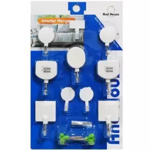 벽후크 모음 부착행거 다용도걸이 12P 화이트 문후크 (WFGTN8N)