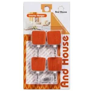 사각 부착행거 4P 우드무늬 벽후크 문후크 다용도걸이 (WFGTN7A)