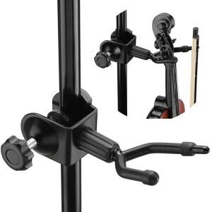 활 홀더가 있는 바이올린 행거, 마이크 또는 악보 스탠드와 책상을 위한 헤비 듀티 메탈 및 비올라 홀더, 무대 공연을 360 회전 행거 후크, 홈 스튜디오 연습