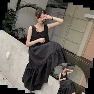 빅사이즈원피스 민소매 캉캉 여름 롱원피스 휴양지 바캉스