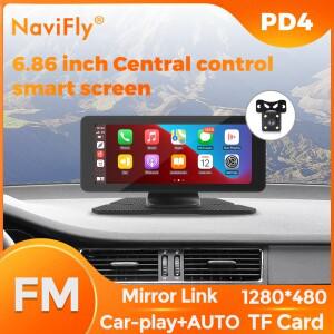 Navifly 6.86인치 중앙 제어 스마트 호환 스크린 무선 카플레이 안드로이드 오토 차량 멀티미디어 FM DSP E