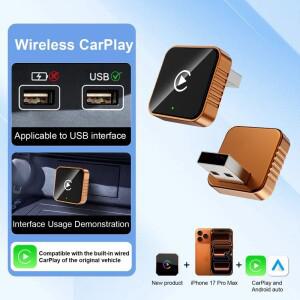 2026 XUDA 2 in 1 무선 카플레이 어댑터&안드로이드 오토 어댑터 5Ghz WiFi 타입-C/USB 플러그 앤