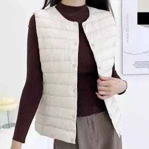 [룽스]오리털 경량 패딩 조끼 브이 라운드넥 1P