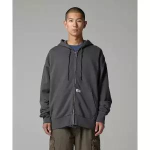 [국내 매장품] DICKIES 가먼트 다이드 베이직 후드 집업 Charcoal 199163