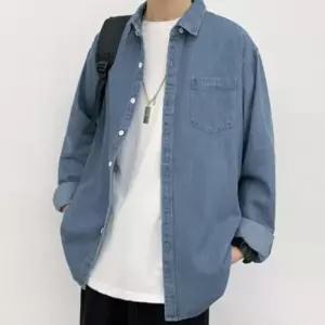 [룽스]캐주얼 패션 남친룩 남성남방 오버핏 빈티지 청남방