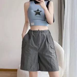 [룽스]청바지 여행 스트링 허리밴딩 케주얼 여자 반바지