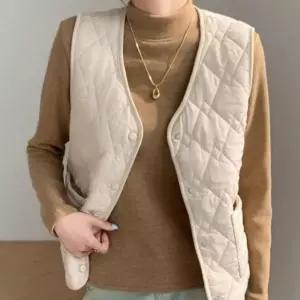 [라일리여성의류] Rly 패딩조끼 브이넥 양모조끼 겨울 이너 방한복 양모