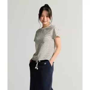 챔피온 CHAMPION 여성 C로고 스트라이프 반팔 티셔츠 Ecru 417095