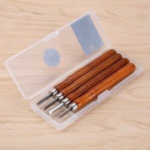 4개/몫 핸들 나무 조각 칼 도구 치즐 기본 목판 작업 점토 왁스 DIY 및 목공 핸드 툴 세트