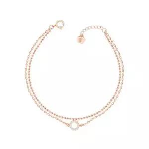 14K 라운드 볼 큐빅 체인 로즈골드 두줄 금 팔찌