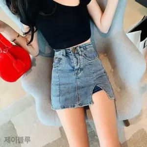제이블루 하이웨이스트 데님 스커트 여름 팬츠 힙 숏 스커트 속바지 치마 치마바지