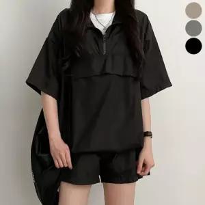 여자 반팔 아노락 반바지 반집업 세트 데일리 여름