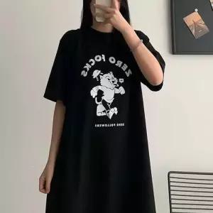 프린팅 오버 여름 꾸안꾸 롱 면 곰 핏 영문 원피스