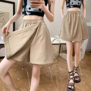 고무줄바지 스커트 편한 와이드 랩 여름 여자 치마바지 큐롯 반바
