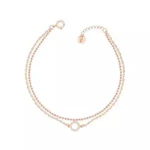 14K 라운드 볼 큐빅 체인 로즈골드 두줄 체인 금 팔찌 W4C1489