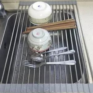 52x33주방악세사리 실리콘 싱크대매트 52cm x 스텐롤형건조대 (WFKHHAQ)