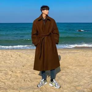 남자 하프 코트 겨울 세미 오버핏 무릎팍 트렌치 브렌치 두툼한 모직 원픽4