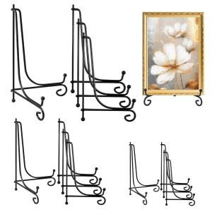 12 PCS 3 사이즈 블랙 철판 스탠드 디스플레이, 4, 6, 8 인치 스탠드, 플레이트 사진 접이식 장식 금속판 홀더 접시 테이블 아트용